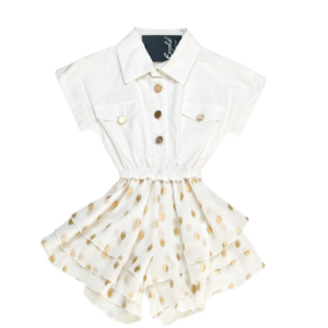 ENYLÓ Lány egybe ruha sort aljjal pöttyökkel - 7 év