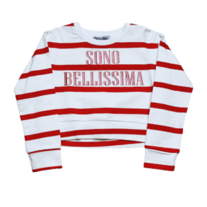 Y-THING lány piros-fehér pulóver "SONO BELISSIMA"