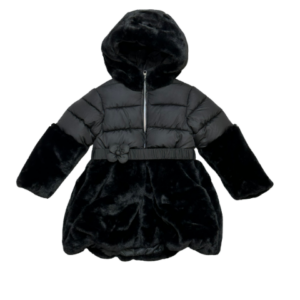 Giacca Nera finta Peliccia  Fekete mű szőrme lány kabát