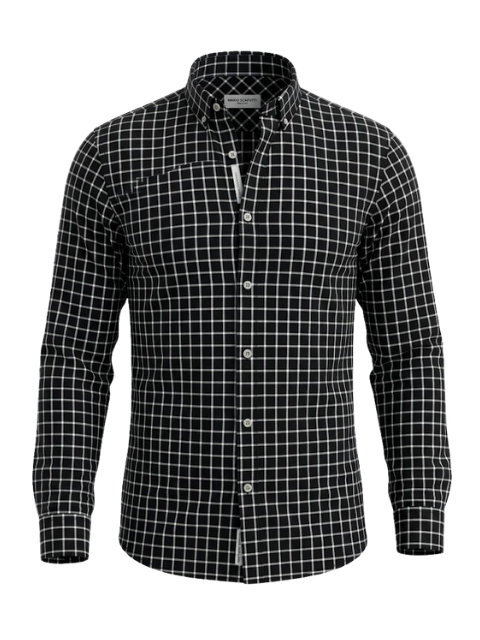 Paolo Pecora Camicia Nero/bianco PP1052 Fekete Fehér Kockás Ing