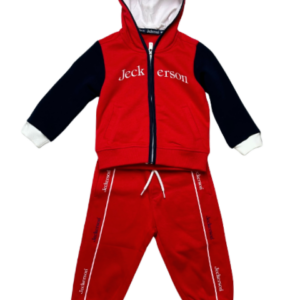 COMPLETO felpa e pantalone rosso/bianco piros-fehér jumpsuit