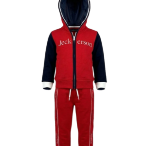 COMPLETO felpa e pantalone rosso/bianco piros-fehér jumpsuit