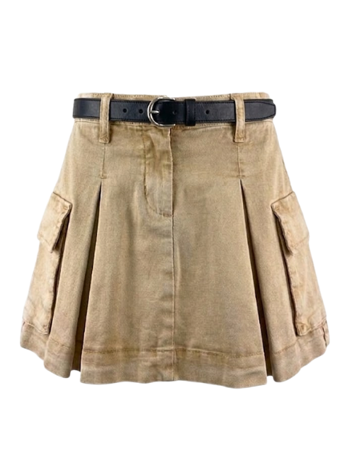 Gonna Ragazza Cappuccino MG2367 Rövid zsebes Kapucsinó Szoknya övvel